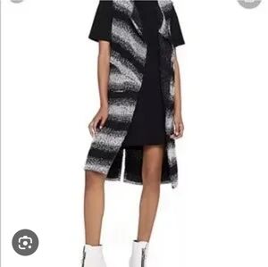 BCBGeneration Black Textured Fabric Long Vest Size L